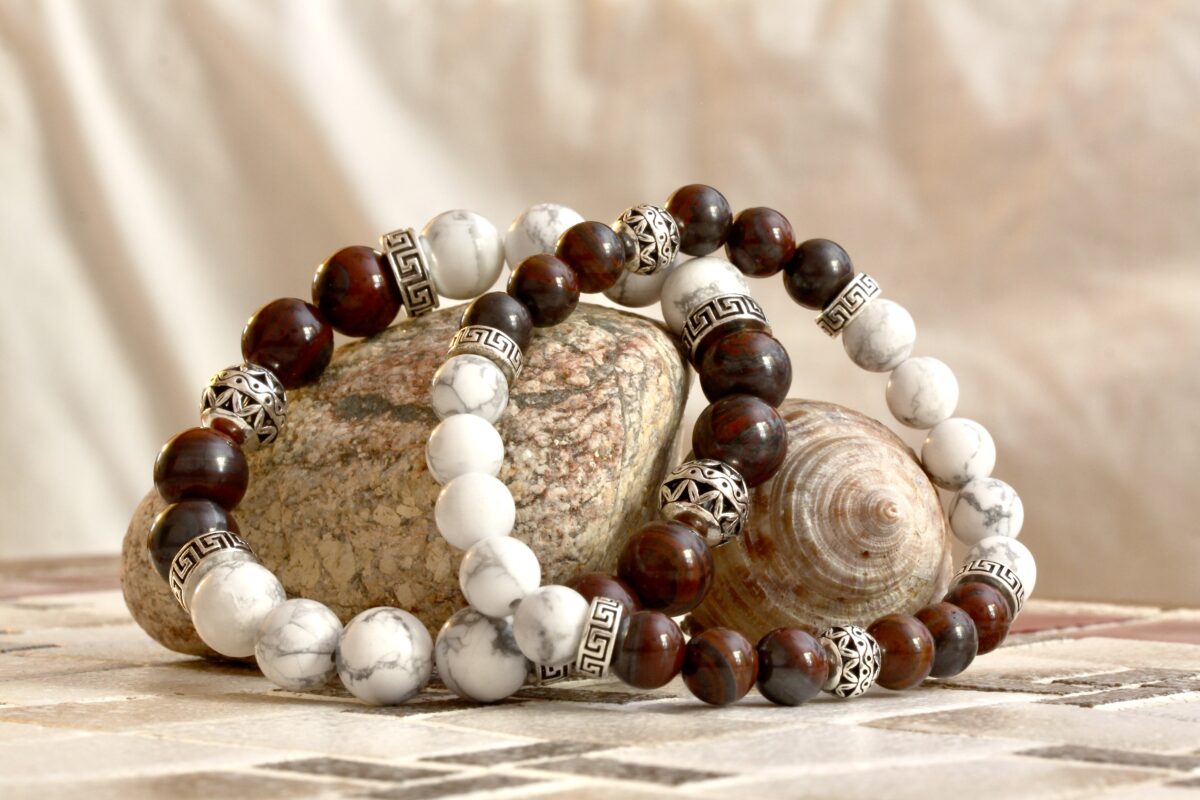 Bracelets Duo en Œil de Fer et White Howlite