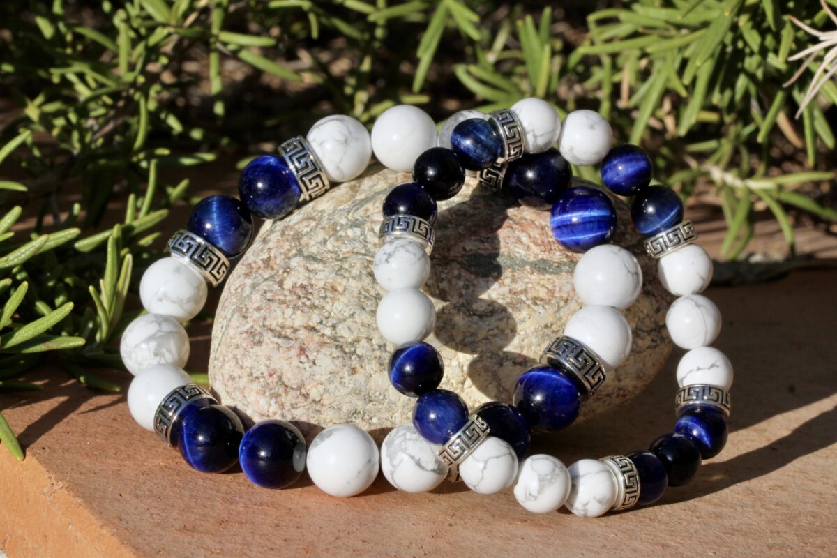 Bracelets Duo en Œil de Tigre Bleu Lapis et White Howlite